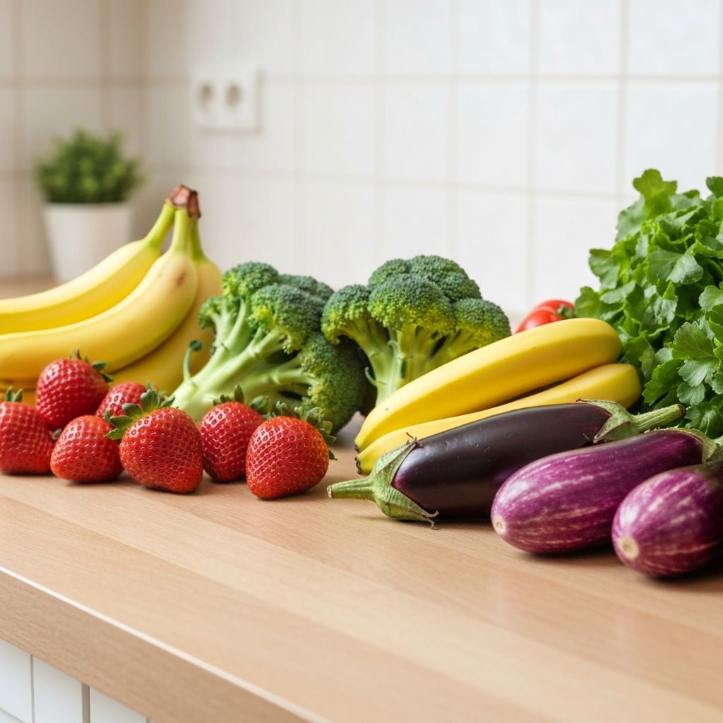 Fresh vegetables and fruits for balanced nutrition
